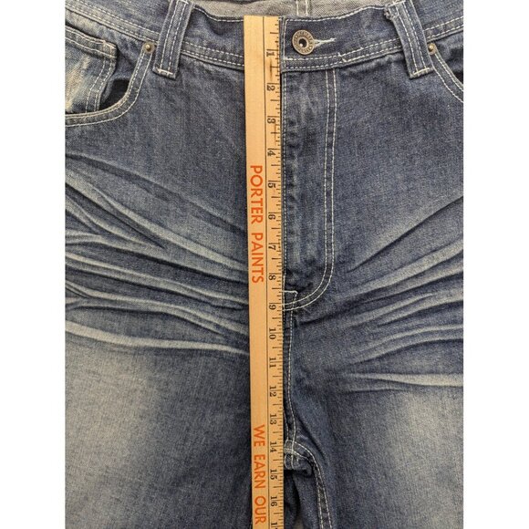 Member's Property Denim Shorts Mens 38 Blue Distressed Jean Zip Fly Casual - Picture 5 of 15